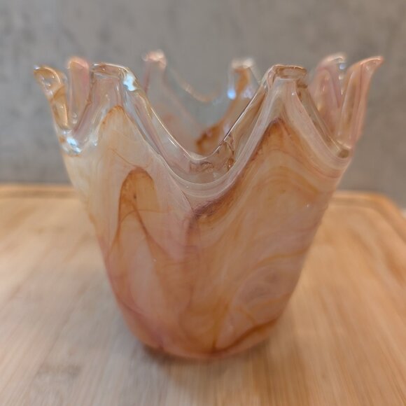 Murano Hand Blown Glass Crown Shape Vase - Picture 8 of 10